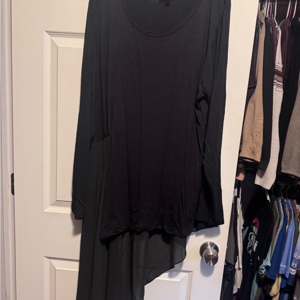 Chic Black Asymmetrical Women's Tunic